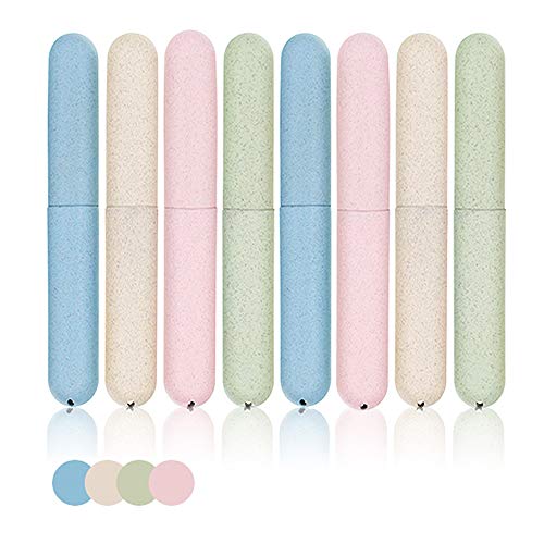 8PCS Travel Toothbrush Case, FULANDL Portable Toothbrush Storage, Plastic Dust-proof Toothpaste Holder Assorted Color for Travel, Home, Camping, School