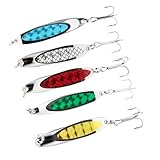 FREGITO Fishing Lures,Fishing Spoons, Colorful Casting Fishing Spinner Hard Baits Tackle Single Hook for Trout Bass Salmon Freshwater Saltwater with Metal Hooks (5pcs Multiple Colors)