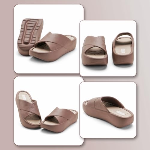 Image of DOCTOR HEALTH SUPER SOFT Women's Orthopedic Cross Strap Slides | Ultra Soft Cushioned Lightweight Slip-On Slippers | Anti-Skid Comfortable Platform Sandals for Everyday Wear