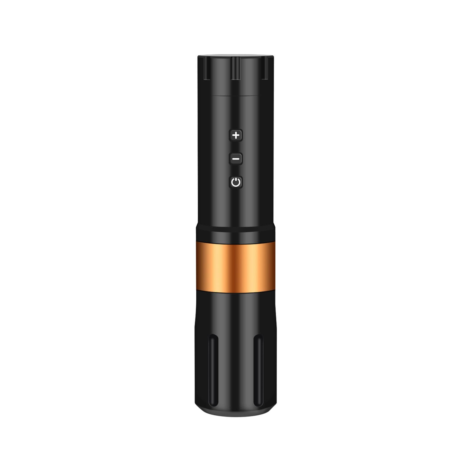 Macchina per tatuaggi wireless - Macchina per tatuaggi rotativa ricaricabile da 2000 mAh con controllo della tensione 4-12 V, display digitale e ricarica USB-C,Arancia