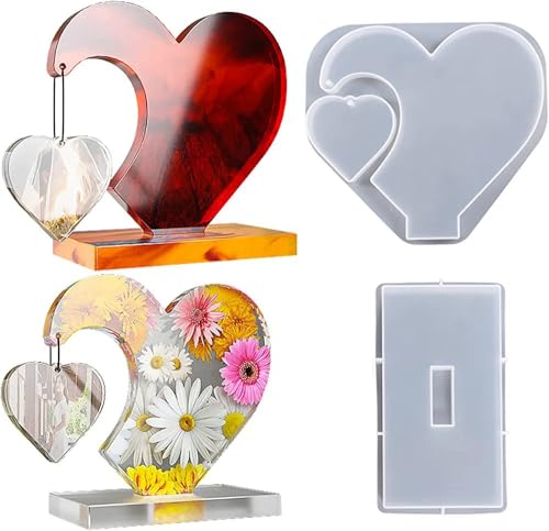 Image of Photo Frame Resin Molds, Large Silicone Molds for Epoxy Resin, Heart Shape Picture Frame Resin Mold Silicone for DIY Personalized Photos Art Crafts Home Decor