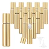Kesell 16 pcs 5ml Glass Roll-On Bottle Empty Container with Stainless Steel Roller Ball for Essential Oil, Perfume – Gold