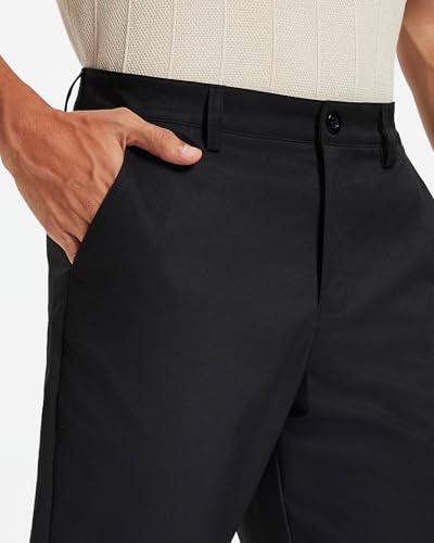 Men's Classic Fit Stretch Golf & Dress Pants 30'' - All-Day Comfort Performance Pants for Work, Business Casual & Travel Black, 32W x 30L