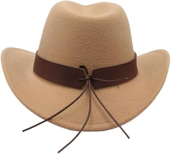 Classic Western Felt Cowboy Cowgirl Hat for Women Men Teen Cowboy Hat with Cow Head Belt