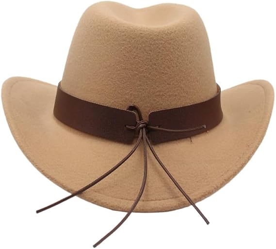 Classic Western Felt Cowboy Cowgirl Hat for Women Men Teen Cowboy Hat with Cow Head Belt