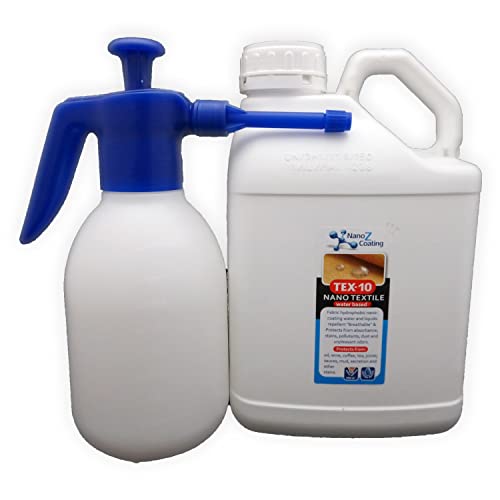 Nano Tex-10 Textile and Fabric Protector – Stain Guard Water and Snow Repellent Protect Car Upholstery. Natural Oil and Stain Protector for Furniture Sofa Carpets Clothes (1 Gallon)