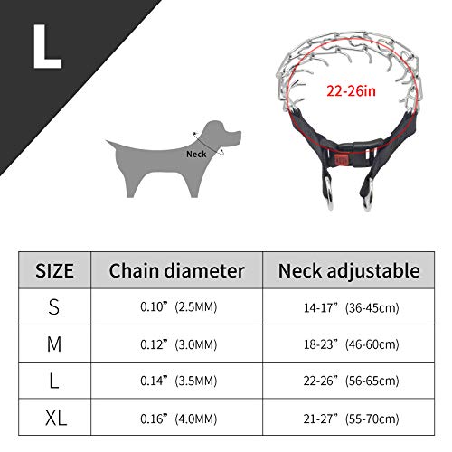Dog Prong Collar, Ultra-Plus Chrome Plated Training Collar With Quick Release Clip For Dogs, Adjustable Pet Pinch Collar With Silver Plating For Small Medium Large Dogs (L) #TOP6