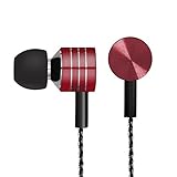 Headphones, In-Ear Bass Earphones with Microphone Noise-isolating Sports Earbud Wired 3.5mm Headset w/ Volume Control (Gift Wrapped) for Apple iPhone 6 6s, Samsung Galaxy S7, iPod, MP3 Player-Red