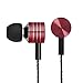 Headphones, In-Ear Bass Earphones with Microphone Noise-isolating Sports Earbud Wired 3.5mm Headset w/ Volume Control (Gift Wrapped) for Apple iPhone 6 6s, Samsung Galaxy S7, iPod, MP3 Player-Red