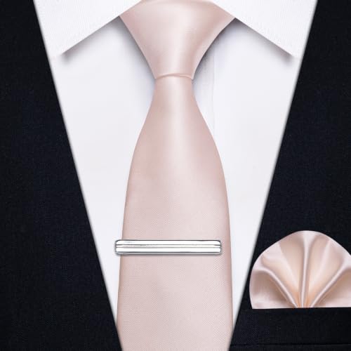 Image of YourTies Skinny Ties for Men Solid 2.4 inch Slim Necktie Handkerchief Clip Set