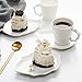 Sweejar Porcelain Ceramics Italian Turkish Mini Espresso Coffee Cups Leaves Series 2 oz Cups & Saucers Set of 6