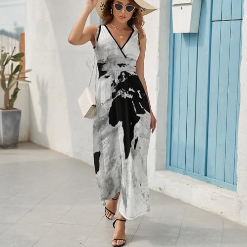 Robe Longue D'été avec Col V Profond et Coupe Fluide - 5