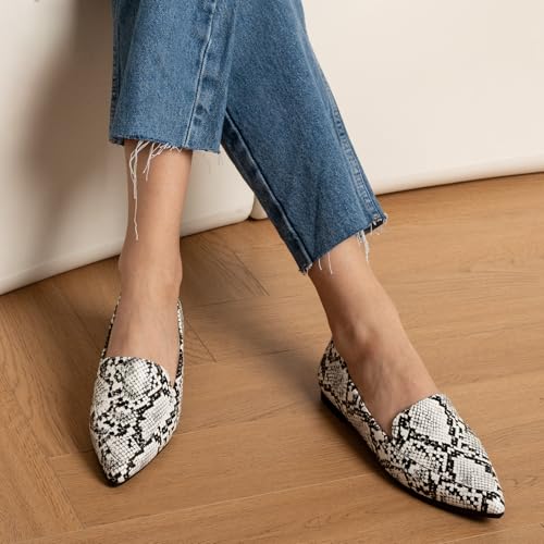 Image of MUSSHOE Black Flats for Women Pointed Toe-Comfortable Business Casual Work Shoes, Dressy Suede Slip On with Memory Foam for Office, Teacher & Standing All Day