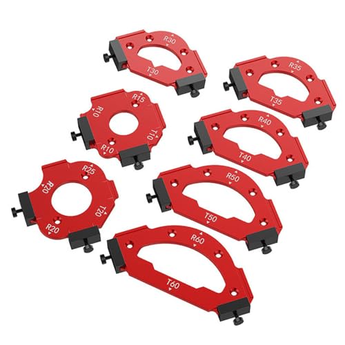 NEWFUN Frässchablone Oberfräse, 7 Stück Aluminium Holzbearbeitung, R10-R60, T10-T60, Oberfräsen Zubehör, Frässchablonen für Oberfräse, Präzise Holzbearbeitung für Profis