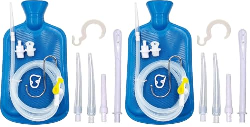 Image of Smokitcen Enema Kit - 2L Enema Bag- 5.0ft. Long Silicone Hose - 5 Multi-Size Reusable Tips - Controlled Water Flow - for Colon Detox Cleanse Enemas (Pack of 2)