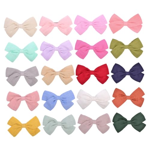 20 Barrettes Nœud Coton Lin pour Coiffure de Fille et Garçon