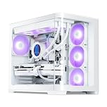SAMA V60 Mid Tower PC Case, Curved Tempered Glass Panel, 7×120mm ARGB PWM Fans with Fan Hub, USB Type-C, High Airflow ATX PC Case for Case PC Gaming, Back-Connect Ready, 360mm AIO Support – White
