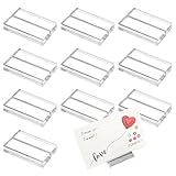 KKLM カードスタンド アクリル製カード立て 透明メモスタンド 10個セット 名刺用 婚式や会議に適用 シンプルでおしゃれなデザイン 保護フィルム付き 写真や番号 値札 メニュー ネームカード対応サイズ3*2*0.8cm