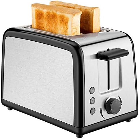2 Slice Toaster, CUSINAID Brushed Stainless Steel Toasters with 2 Extra-Wide Slots, Top Rated Best Prime Toaster, Warming Rack with Pop Up Reheat Defrost Functions, Removable Crumb Tray
