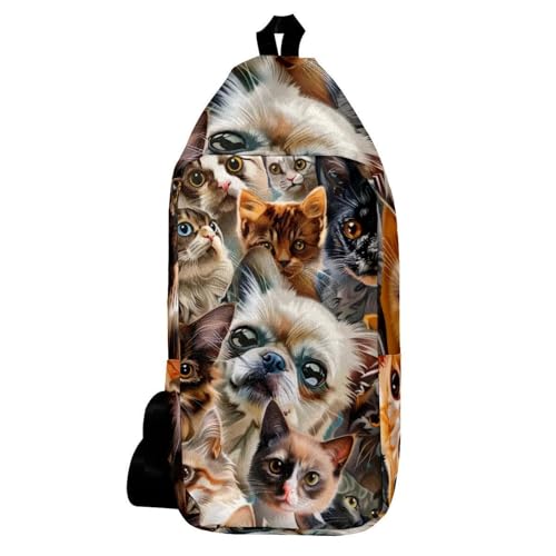 Sac à dos à bandoulière chats et chihuahua sac de voyage multicolore pour homme et femme