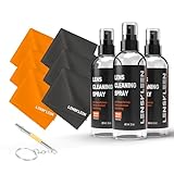 LensKleen Eyeglass Visual Care Kit, 180ml Lens Cleaner Spray with Microfiber Cloth, Black & Orange, 10 Count Package (Black & Orange)