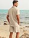 LecGee Linen Short Set Short Sleeve Cuban Guayabera Shirt All White Party Outfits for Men