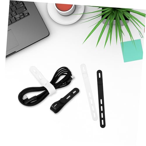 Angoily 20 piezas organizadores de cables con correas de silicona reutilizables para escritorio miniatura 6