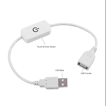 1pcs 5V 3A USB LED Strip Lights Dimmer Brightness Adjust Switch Controller Touch Dimmer (White)