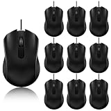DLFTUOFULIUDA Wired Computer Mice 10 Pack Mini USB Silent Mouse Bulk, Ergonomic 3 Button Plug and Play Mice for Students Office School Home Remote Work PC