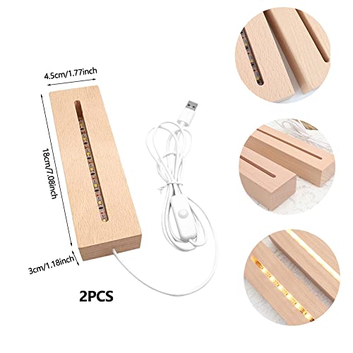 7 Inch Display Pedestal, Rectangle Led Lights Display Base, Warm Light Wooden Lighted Base Stand For Crystal Glass Resin Art, Home Decor #TOP2