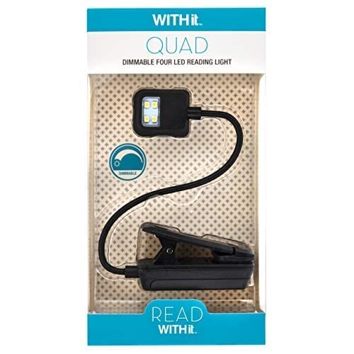 Withit Quad Clip On Book Light – Black – Led Reading Light With Clip For Books And Ebooks, Dimmable Brightness, Portable & Lightweight Bookmark Light For Adults, Batteries Included #TOP6