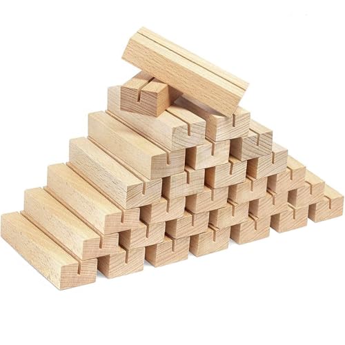 MUXHEL 20PCS Wooden Place Card Holders, Table Number Stands Wood Sign Holders for Wedding Restaurants Home & Party Decoration