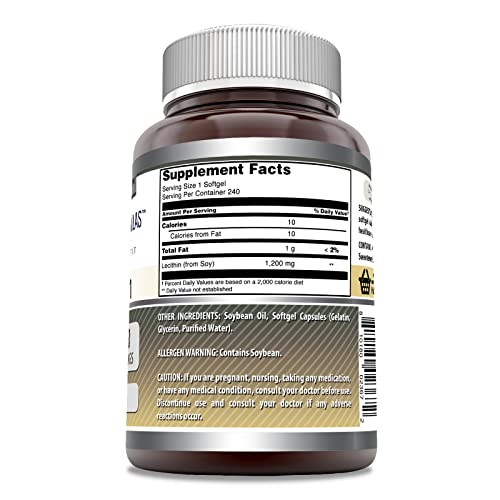 Amazing Nutrition 3955 Amazing Formulas Lecithin 1200Mg High Potency 240 Softgels Supplement thumb #2
