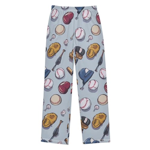 ZZXXB Baseball Sport Boys Long Pants Soft Trousers Elastic Waist Kids Lounge Bottoms with Pockets S-XL