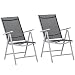 Produktbild Outsunny 2er Set Gartenstühle Klappsessel aus Aluminium mit Armlehnen 8 Stufen verstellbare Hochlehne Texteline Schwarz