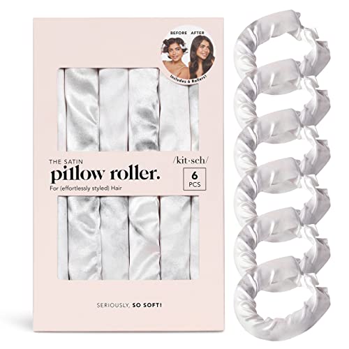Kitsch Satin Pillow Rollers | Hair Rollers | Sleep | Holiday Gift Hair Styling Rollers | 6pc (Marble)