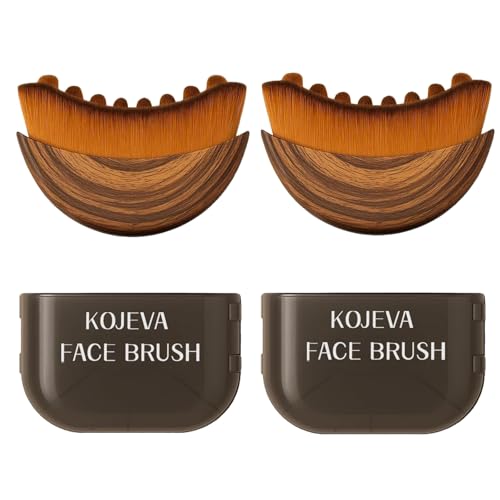 Kojeva Face Brush Lymphatic Contour Face Brush, Facial Lifting and Firming, Reduces Puffiness, Soft Bristles, 2 Pack with Cases