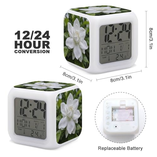 Reloj de escritorio digital con luces LED que cambian de color y sensor de temperatura 3