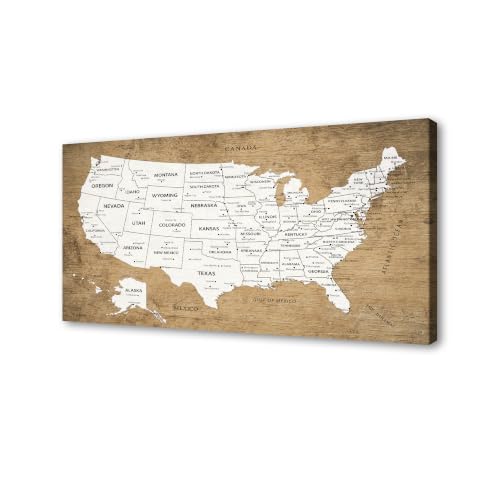 Vintage USA Map Canvas Wall Art