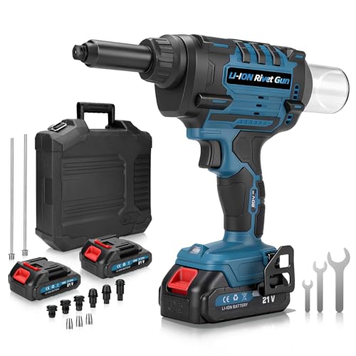 【Batterie ad alte prestazioni】La confezione include 2 batterie al litio (2 Ah), ogni batteria consente fino a 800 rivetti. Ciò consente di lavorare a lungo senza dover attendere la ricarica. Il design senza fili consente piena libertà di movimento senza fastidiosi cavi.