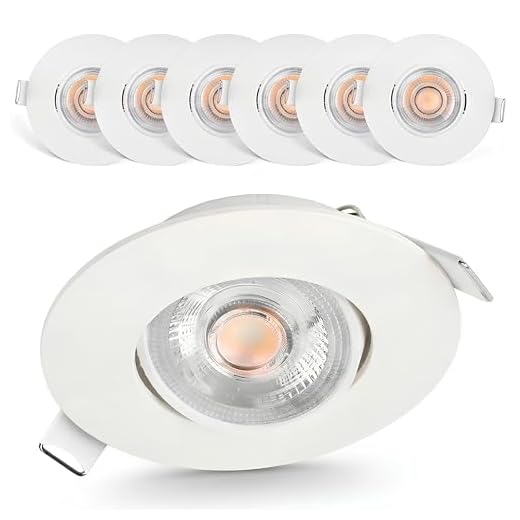 Emos Exclusive LED Einbaustrahler 50° schwenkbar, Set mit 6 Stück Spots rund, 5W / 450lm / warmweiß 3000k, ultra-flache LED Modul Einbauleuchten (weiß, Set 6 Stück)