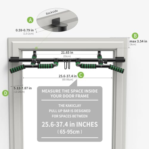 Image of KAKICLAY New Upgrade Pull Up Bar for Doorway with Ergonomic Grip - Upto 440 Lbs Capacity, No Screwing or Slipping - USA Original Patent, Designed, Shipped, Warranty