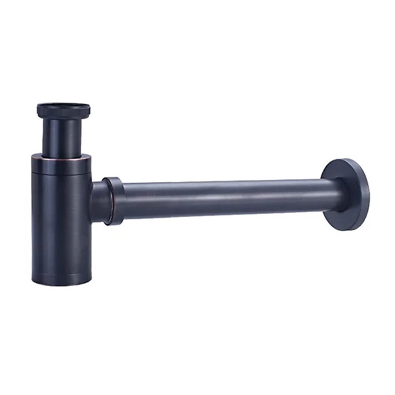 Cymmiyt No Drain Basin Waste Basin Bottle Trap Brass Bathroom Sink Siphon Drains With Pop Up Drain Black P-Trap Pipe Waste(No Drain)