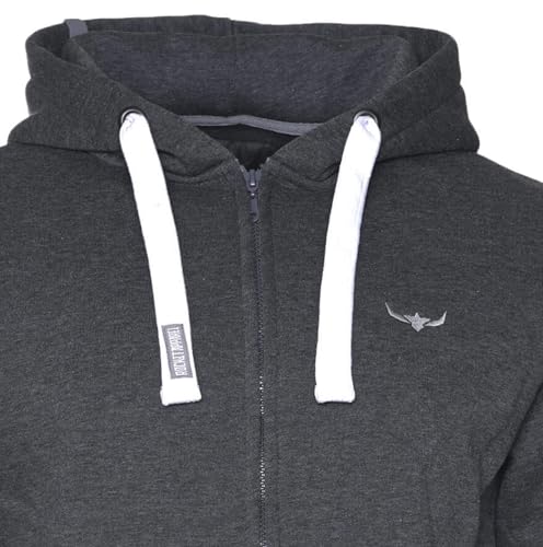ROCK-IT Apparel Bluza z kapturem dla mężczyzn, zapinana na zamek błyskawiczny [rozmiary S-5XL] bardzo miękka tkanina premium – z kieszenią typu kangurka Dark Heather XXL
