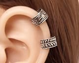 Set of 2 Small Wide Band Non Pierced Ear Cuffs Sterling Silver Handmade, Ear Wrap, Cartilage Earrings for women