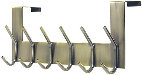 Dseap Over The Door Hook Hanger - 6 Hooks Over Door Coat Rack for Hanging Clothes Hat Towel, Black