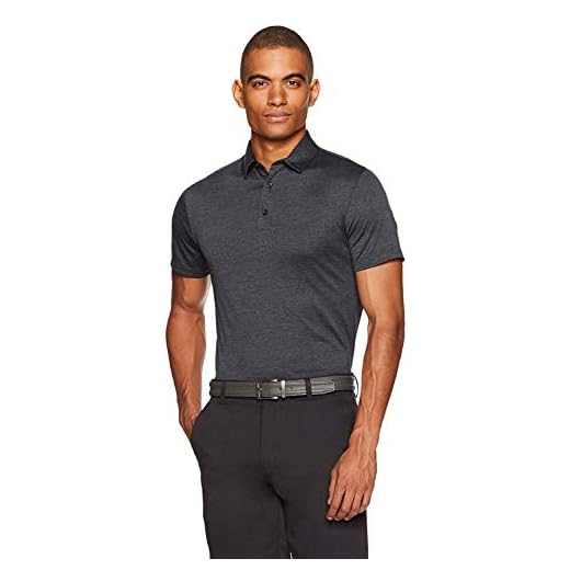 Amazon Essentials Men's Slim-Fit Tech Stretch Polo Shirt, Black Heather, X-Large