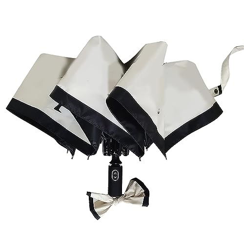 Drikou Parasol przeciwsłoneczny, automatyczny, składany 3-krotnie, francuski parasol w stylu vintage, wysokiej jakości niszowy letni parasol Prosty i wysokiej klasy parasol
