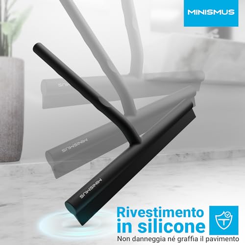 Minismus Tergivetro per Doccia - Pulisci Vetri Porte e Finestre - Tergivetro Doccia Silicone - Pulisci Doccia Vetro, Bagno e Specchi - Senza Foratura, Supporto Incluso (Nero, 21 cm) - 4