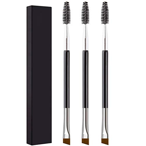Duo Eyebrow Brush, 3 Pack Angled Eye Brow Brush and Spoolie Brush